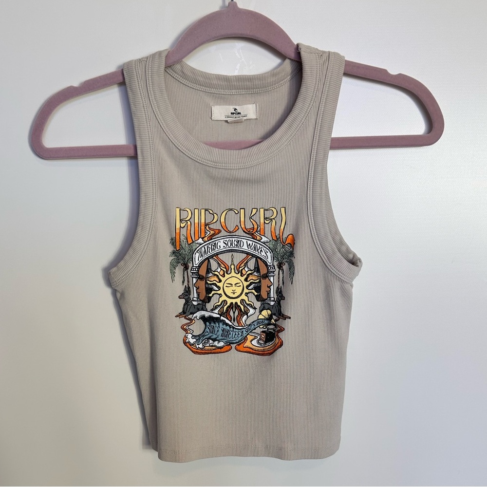 Rip Curl Sound Wave Rib Graphic Tank Crop XS - Picture 2 of 5